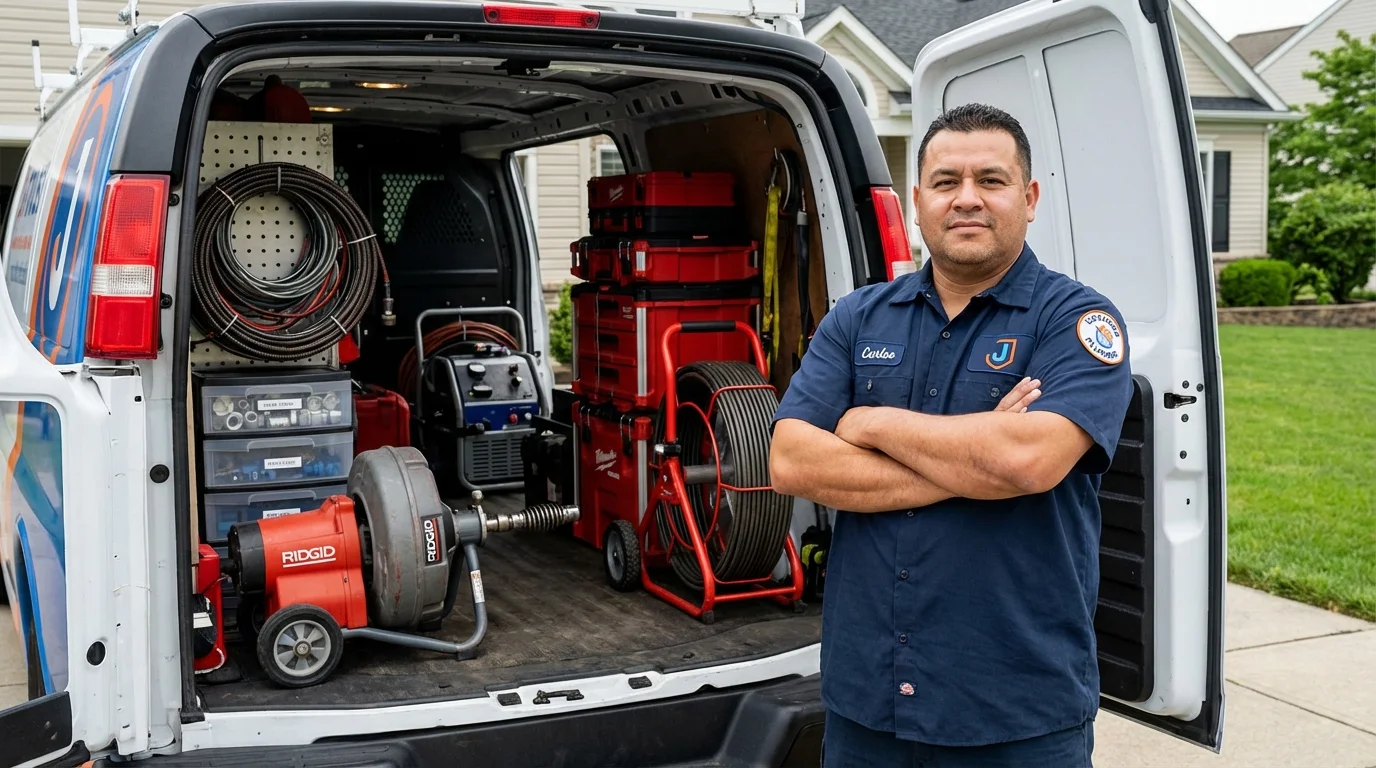 Professional drain cleaning equipment and Johns Plumbing LLC plumber in Holcomb
